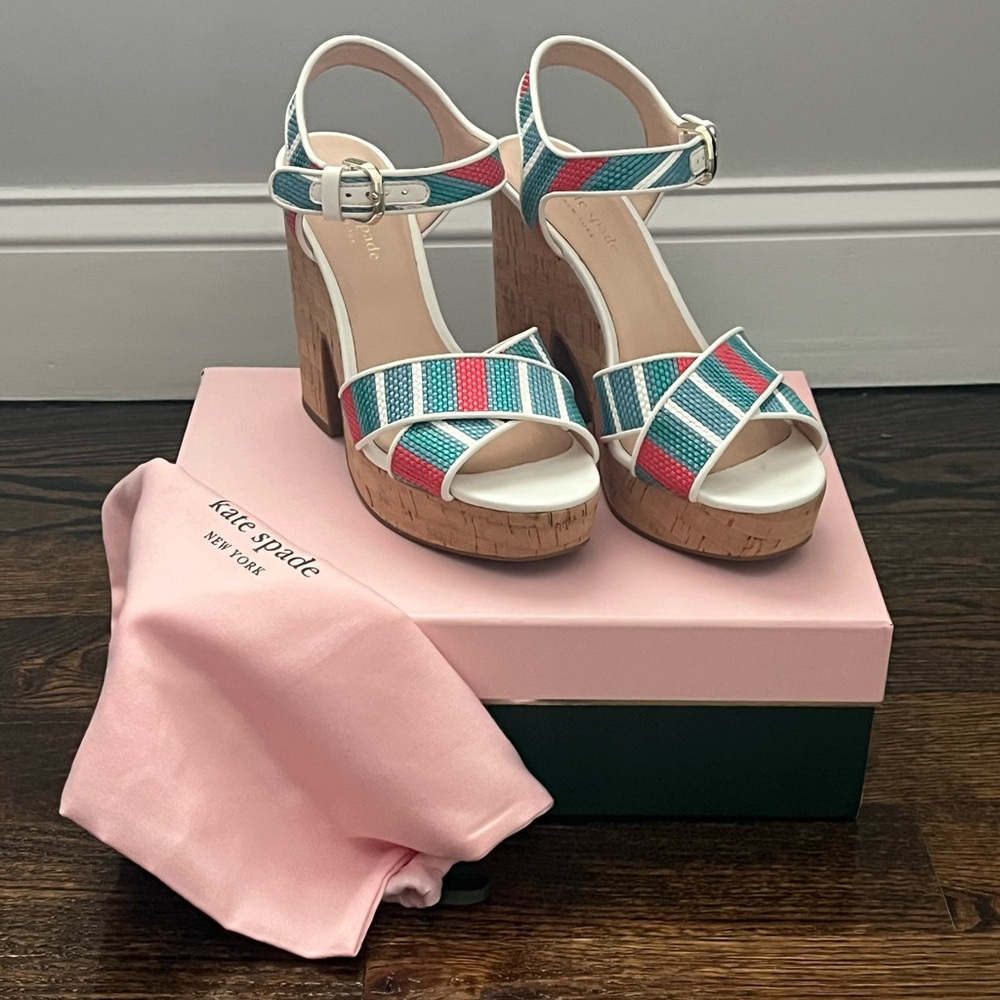 Kate Spade Striped Raffia Platform